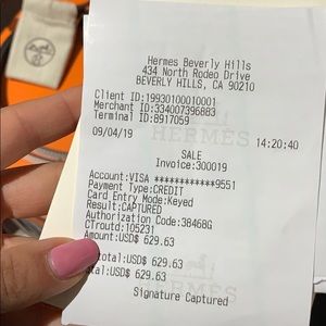 hermes belt receipt